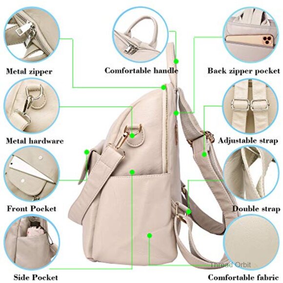 Waterproof Convertible Backpack Purse with 8 Pockets, Travel Daypack main image 5